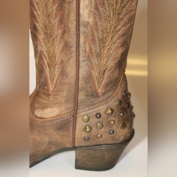 Ariat Dusty Diamond 10018598 Womens 7 B Tawny Brown Leather Western Boots - Picture 4 of 15